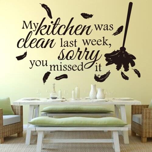 My Kitchen Was Clean Sorry Quote Leather Wall Sticker Kitchen Dinning Room Kitchen Family Quote Wall Decal Vinyl Home Decor