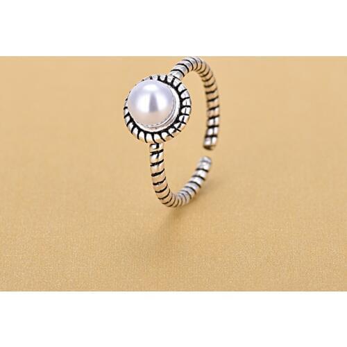 2019 New Arrivals Thai 925 Sterling Silver Pearl Rings for Women Ring Fashion Sterling Silver Jewelry