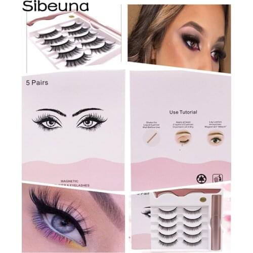New Magnetic Eyelashes 3D False Mink Eyelashes Magnet Lashes Magnetic Eyeliner&Tweezer Set Makeup pestañas magneticas 5pairs/set