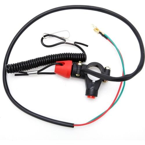 Engine Stop Tether Lanyard Black 1pc 12V Switch Universal Closed Kill Safety for Motorcycle Quad Bike DC