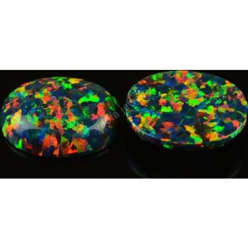 20pcs/lot Wholesale cheaper price 3*5-8*10mm oval cabochon synthetic opal stone OP32 black opal gems for jewelry making