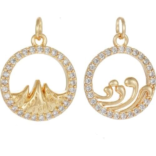 Swear To The Sea and The Mountains Charms for Jewelry Making Bulk Supplies Metal Gold Pendant Diy Earring Necklace Copper CZ