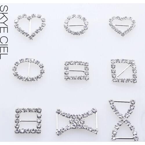SKYE CIEL Direct Selling Factory Price10pcs/lot Shoe Buckles Metal Mix Size Diamond Buckle Sewing Handwork Ribbon Accessory