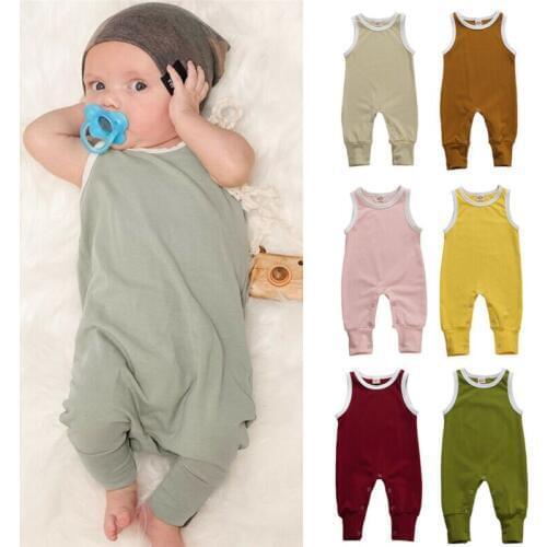 Pudcoco USPS Fast Shipping 0-18M Newborn Baby Boy Girl Summer Romper Solid Sleeveless Cotton Romper Jumpsuit One-Piece Clothes