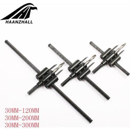 Adjustable Metal Wood Circle Hole Saw Drill Bit Cutter Kit DIY Tool 30mm-120mm Black Alloy blade 30mm-200mm 30mm-300mm