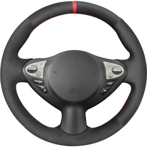 DIY Personalized Super Soft Black Suede Red Marker Car Steering Wheel Cover For Infiniti FX35 FX37 FX50 Nissan Juke Maxima 09-14