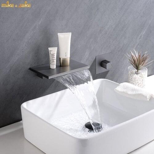 Gunmetal bathroom concealed wall faucet wall gun metal mette gray wall tap hot and cold gray bathtub tap