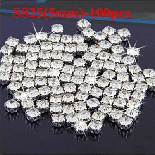 SS25 Silver Back Crystal Sew On Rhinestone with Hole Craft Rhinestones for Dresses Clothes Decoration Sewing Accessories S03