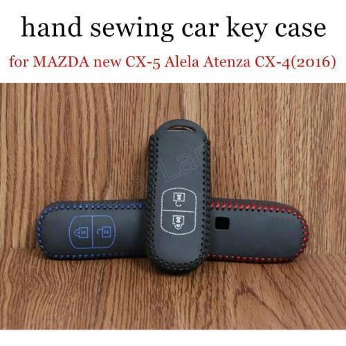 Only Red great quality Genuine quality leather car key case cover Hand sewing DIY fit for MAZDA new CX5 Alela Atenza CX4(2016)
