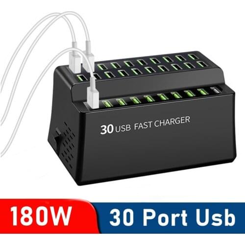 Tongdaytech 180W Multi 30 Port USB Fast Charger For Iphone X 8 11 Pro Quick Charge Carregador Portatil For Samsung S10 S9 Xiaomi