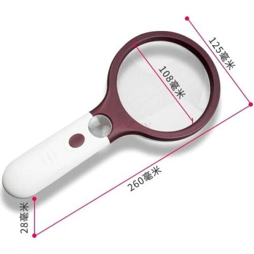 Magnifying equipment 30 times hand-held magnifying glass for the elderly with led lights for reading and reading newspapers