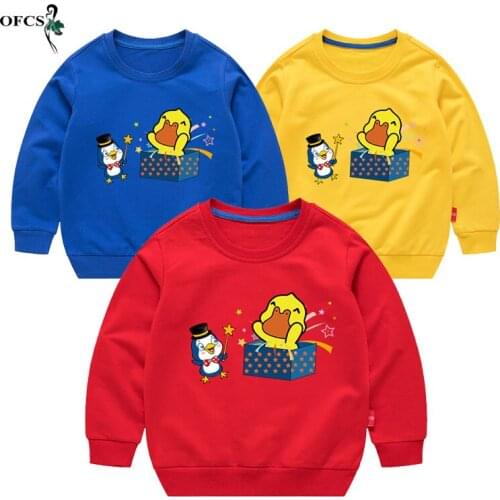 Spring Sweater For Boy Fashion New Girls Cartoon Hooded Sweatshirts Western Style Sweatshirts Cotton Shirt Top Children Clothing