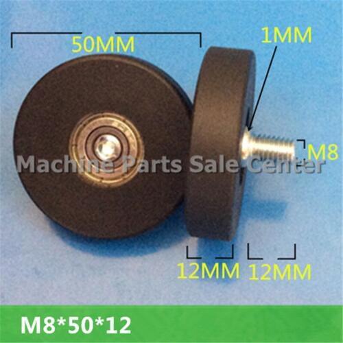M8*50*12mm M8*12 DR50mm F type idler pulley PU screw thread bearing pulley screw drawer bearing pulley wheel Good Quality