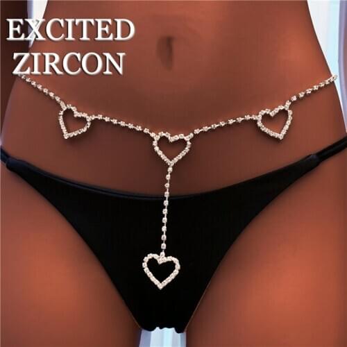 New fashion womens love pendant waist chain body chain exquisite sexy Bling tight underwear nightclub Valentines Day gift