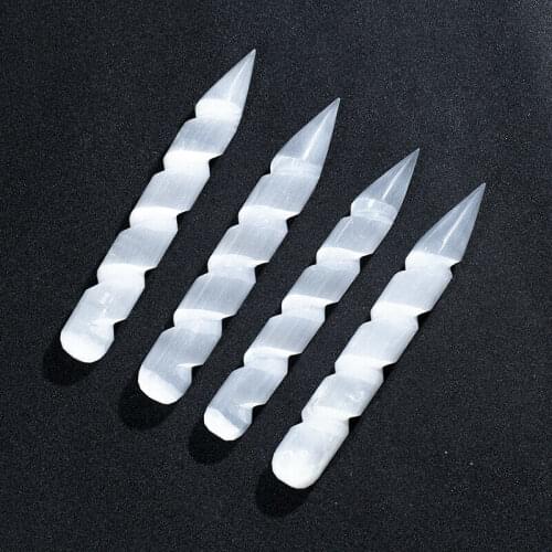 1pcs Natural selenite white stone cream massage stick gypsum crystal