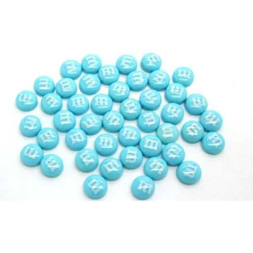 100Pcs Resin Light Blue Letter M Decoration Crafts Flatback Cabochon Scrapbooking Fit Hair Clips Embellishments Beads Diy
