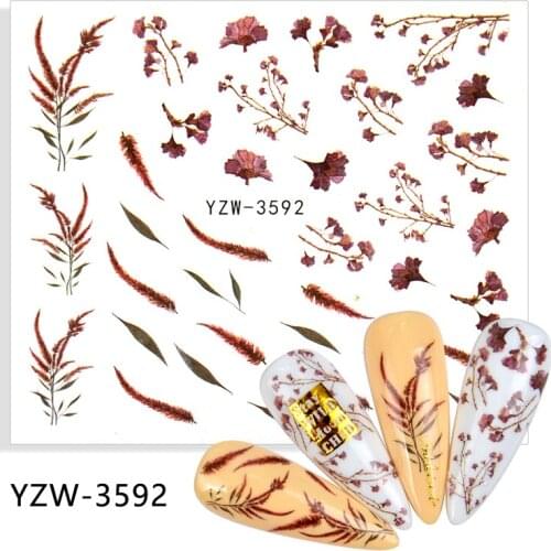 4PCS/LOTBright Flower Series Nail Art Stickers Water Decals Sliders Foil Autumn Design For Nail Manicure
