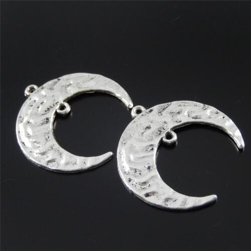 Julie Wang 5PCs Alloy Moon Charms Retro Silver Color Crescent Pendant Charms Handmade Hanging Fashion Jewelry Making Accessories