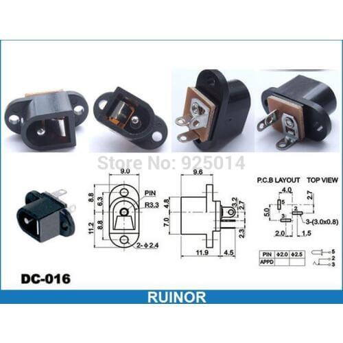 500PCS 5.5mm x 2.1 MM DC socket Female DC-016 for PCB Charger Power Plug solder