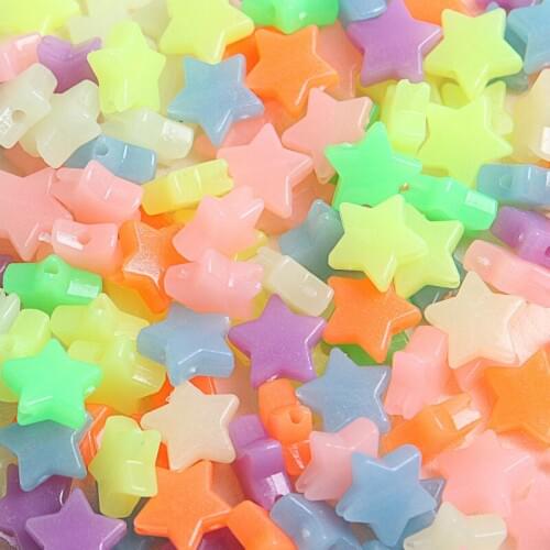 100 pcs Mixed Five-pointed Star Acrylic Beads Geometric Rainbow Spacer Beads for Jewelry Making Handmade DIY Bracelet Necklace