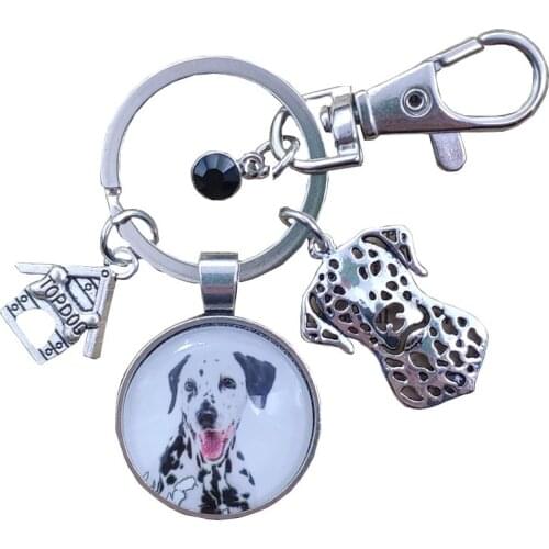 Dalmatian Akita Australian Shepherd Dog Animal Keychain Time Gem Pet Lover Key Ring Men Male Women Trendy Cute Fashion Gift