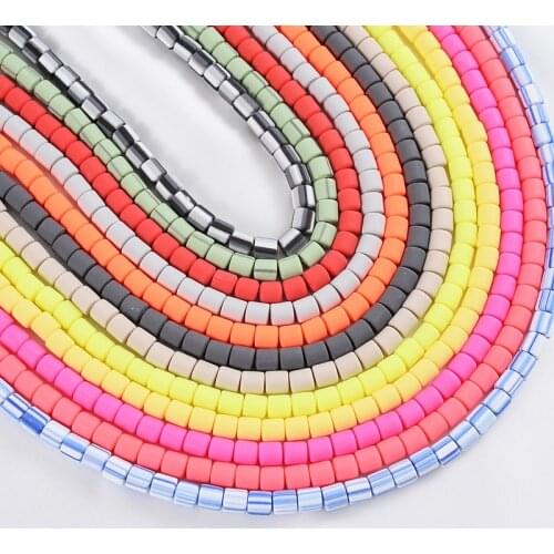 New Fashion Barrel Polymer Clay Beads Colorful Tube Loose Spacer Beads For Jewelry Making DIY Handmade Bracelet Accessories
