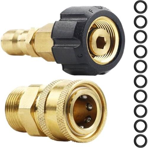 Pressure Washer Adapter Set, Quick Connector, M22 14mm Swivel To M22 Metric Fitting,M22-14 Swivel + 3/8 Inch Plug, 3/8 Inch Quic