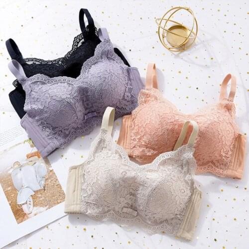 Medium Thick Comfortable Underwear Ladies Sexy No Underwire Bra Soft Lace Tube Top Gather Breathable Breast Wrap