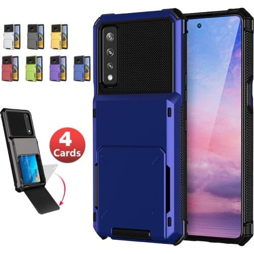 Business Armor Slide Wallet Card Slots Holder Cover for LG Stylo 7 4G 5G Case Phone Cases Armor Slide Card Case For LG Stylo 7