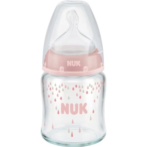 Fc + Silicone Spout Glass Baby Bottle 120ml Pink