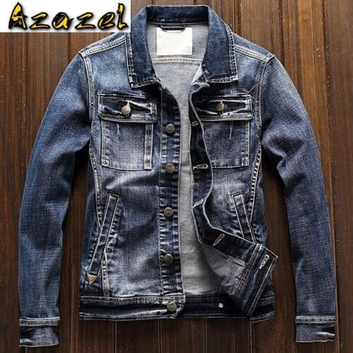 European Automotive Mens Denim Jacket and Coats Plus XXXL Handsome Biker Jeans Jacket Man Korean New Overcoats Streetwear A764