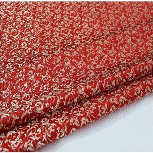 HLQON brocade malt flower golden red fabric patchwork felt tissue telas bed sheet cheongsam dress children coat cloth 75cm width