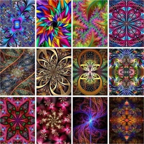 Huacan Diamond Painting Kits Mandala Embroidery Abstract Fantasy Flower Mosaic Diamond Art Handmade Gift