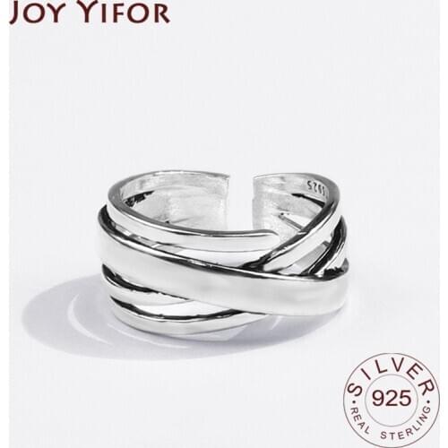 925 Sterling Silver Rings for Womeng Interwave Trendy Jewelry Large Adjustable Antique Rings Anillos