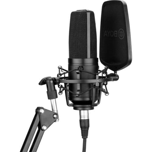 BOYA BY-M1000 Condenser Microphone Large Diaphragm 3 Polar Patterns for Singer Songwriter Podcaster Voiceover Artist Studio Mic