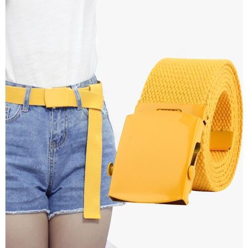 LGFD922a women unisex canvas belts 130cm long simple design many solid color buckle canvas belts