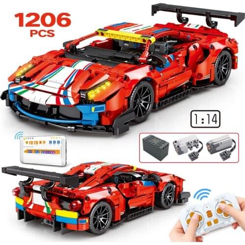 1206pcs RC Technical Racing Car Model Building Blocks Moc City Remote Control Drift Vehicle Bricks Toys For Children Boy