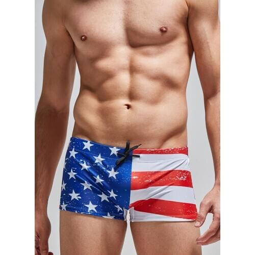 Mens beach pants mens shorts Mens swimming trunks American print pattern Quick dry Trendy men beach pants Tighten the rope