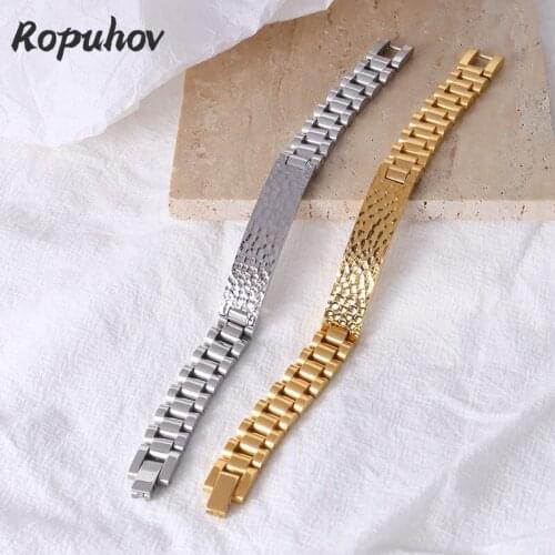 Ropuhov 2021 New 925 Silver European Simple Watch Band Titanium Steel Plated Exaggerated Hip Hop Bracelet Products