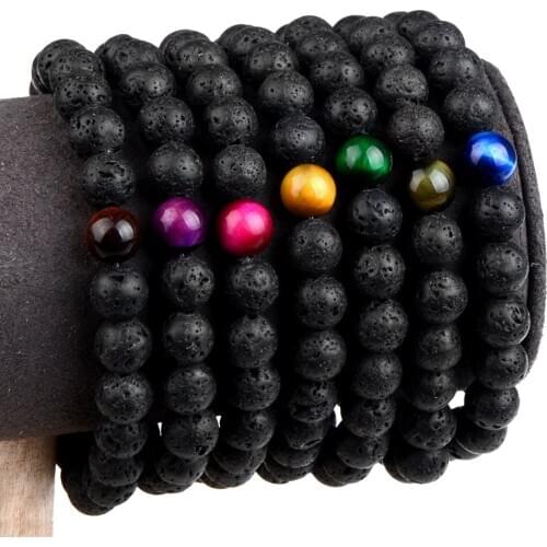 New Fashion Lava Tiger Eye Stone Bracelets for Men Natural Stone Beads Man Bracelet Charm Yoga Jewelry Gift 2021 Hot Sells