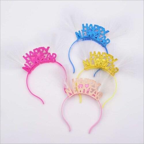 Happy New Year 2018 happy New Year dog hair band flash fiber-optic light hair band concert headband