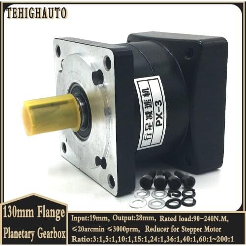 130mm Planetary Gearbox Gear Nema52 Stepper Motor Reducer Ratio 100:1,19mm Input,200Nm 3000RPM Step-down Gearbox Decelerator CNC