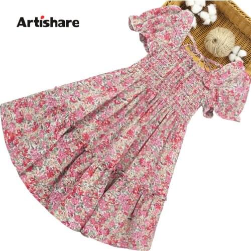 Dress Girl Floral Pattern Girls Dresses Casual Style Kid Dress Summer Childrens Clothing 6 8 10 12 14