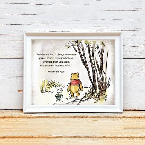 Classic Winnie the Pooh and Piglet Art Print Posters Canvas Wall Art Canvas Painting Picture Birthday Gift Baby Nursery Decor
