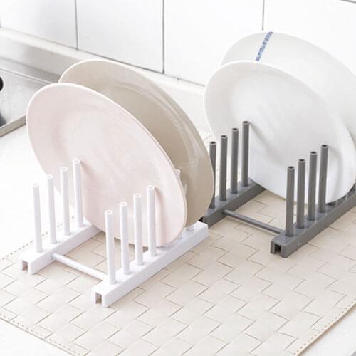 Dish Drain Rack For Kitchen Organizer Pot Lid Rack Plastic Tray Plate Drying Spoon Holder Display Stand Drainer Holder Accessory