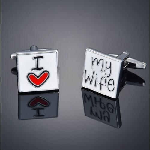 Letters I Love My Wife Mens Shirts Cufflinks Collection Accessories Classic Man Fashion Wedding Designbridegroom Suit Sleeve