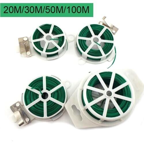 Gardening Binding Line Green Coated Grafting Fixer Garden Plant Twist Tie Cutter Sturdy Climbing Reusable Wire Cable with Slicer