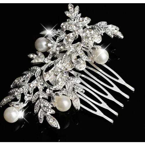 Silver-Color Flower Crystal Imitated Pearl Wedding Bridal Comb FASHION Crystal Wedding Bride hairband Bride hair claws