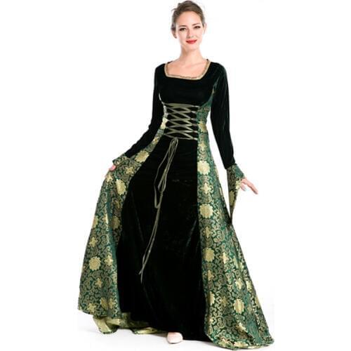 Medieval Costumes For Women Full Sleeve Jacquard Gown Princess Costume For Women Halloween Party Cosplay adult medieval dress