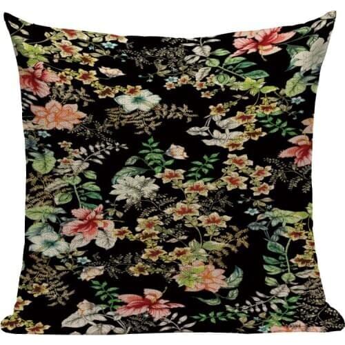 Vintage Floral Home Decorative Pillowcase Elephant Giraffe Throw Pillow Case Plant CushionsCover Tropical Plants Cushion Covers